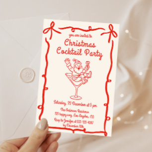 Retro Santa Weihnachts-Cocktailparty Einladung