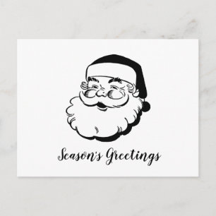 Retro Santa Weiß Feiertagspostkarte