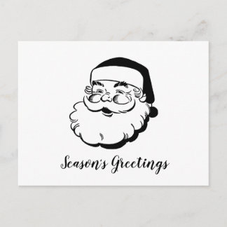 Retro Santa White Feiertagspostkarte