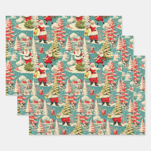 Retro Santa Wonderland 2 Geschenkpapier Set