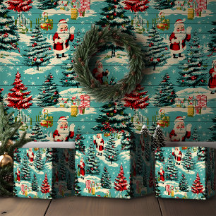 Retro Santa Wonderland Geschenkpapier