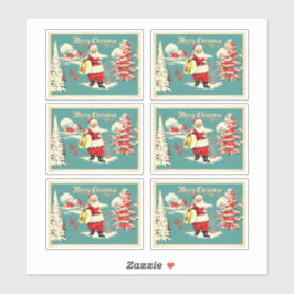 Retro Santa Wonderland Holiday Card Aufkleber