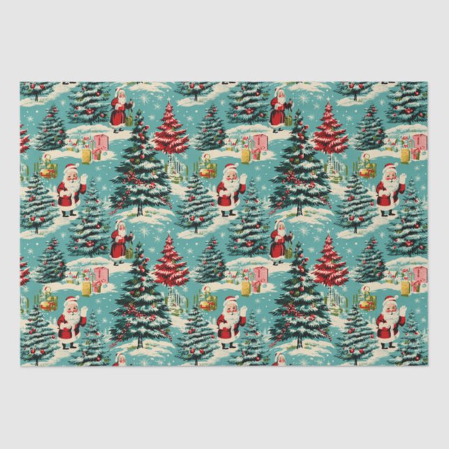 Retro Santa Wonderland Seidenpapier (Vorderseite)