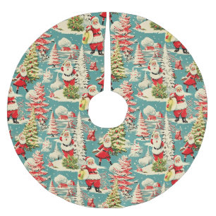 Retro Santa Wunderland 2 Polyester Weihnachtsbaumdecke