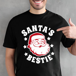 Retro Santa's Bestie Modern Schwarzes Herren-Weihn T-Shirt