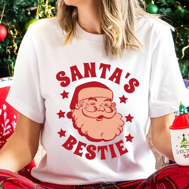Retro Santa's Bestie Modern Women's Christmas T-Shirt (Von Creator hochgeladen)
