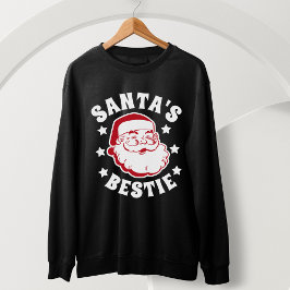 Retro Santa's Bestie Moderne schwarze Männer Weihn Sweatshirt