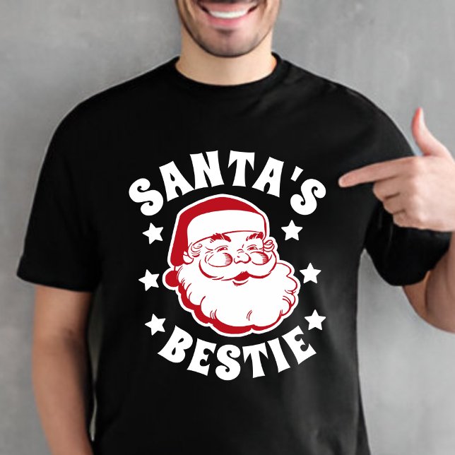 Retro Santa's Bestie Moderne schwarze Männer Weihn T-Shirt (Von Creator hochgeladen)