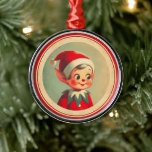 Retro Santa's Elf Weihnachten Ornament Aus Metall