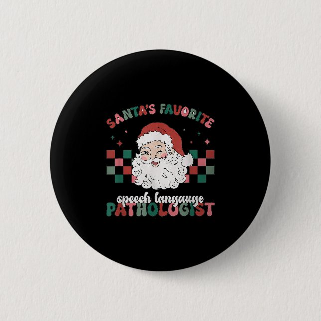 Retro Santa's Favorite Speech Language Christmas S Button (Vorderseite)