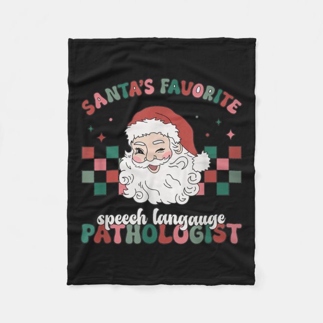 Retro Santa's Favorite Speech Language Christmas S Fleecedecke (Vorderseite)