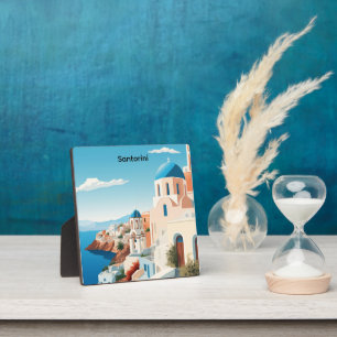 Retro Santorin Griechenland Mittelmeer Blau & Weiß Fotoplatte