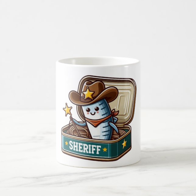 Retro-Sardinen-Cowboy-Sheriff-Tasse Kaffeetasse (Mittel)