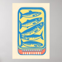 Retro-Sardinen-Dose Pop-Art-Druck Minimalist Food