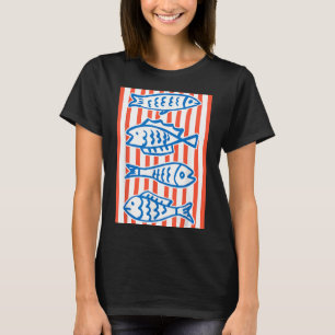 Retro-Sardinen-Fisch-Küsten-Meeresfrüchte-Markt-Gr T-Shirt