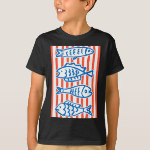 Retro-Sardinen-Fisch-Küsten-Meeresfrüchte-Markt-Gr T-Shirt