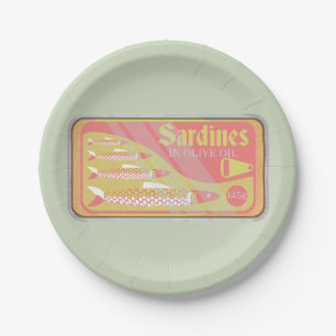 Retro-Sardinenposter Pappteller