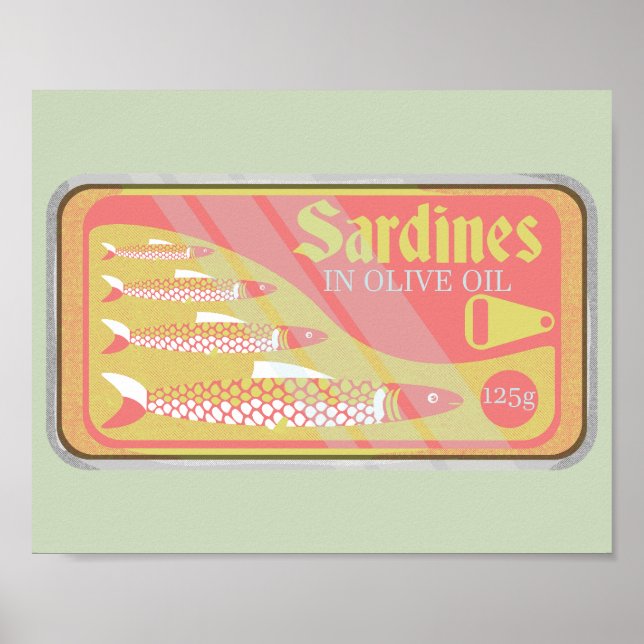 Retro-Sardinenposter Poster (Vorne)