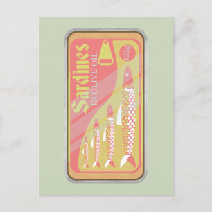 Retro-Sardinenposter Postkarte