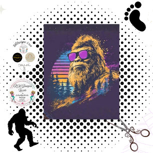 Retro-Sasquatch-Decoupage mit großen Füßen und lil Seidenpapier