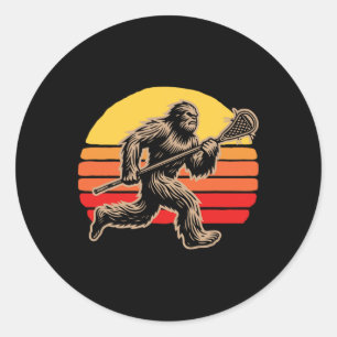 Retro Sasquatch Lax Bigfoot Lacrosse Vintage Stimm Runder Aufkleber
