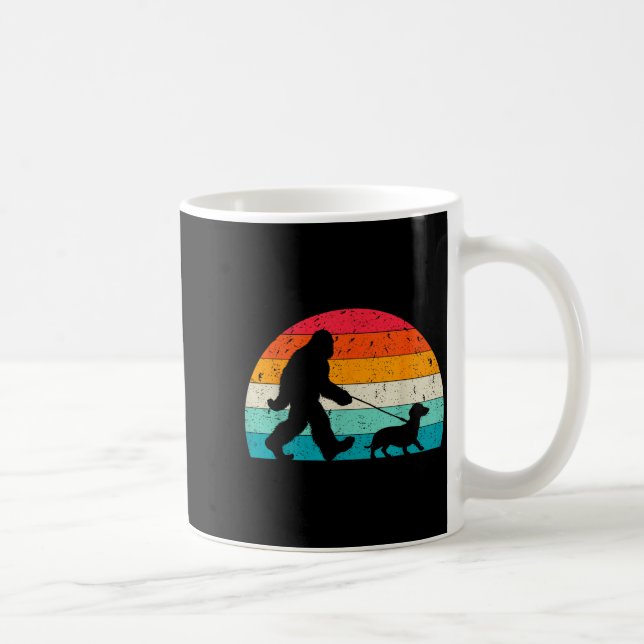 Retro Sasquatch Lover Doxie Wiener Dog Walker Bigf Kaffeetasse (Rechts)