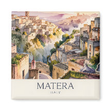 Retro Sassi di Matera Italien Reise Aquarell Stadt