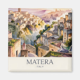 Retro Sassi di Matera Italy Travel Watercolor City Magnet