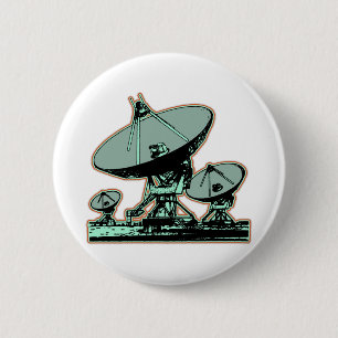 Retro Satellite Dish Graphic Button