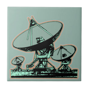 Retro Satellite Dish Graphic Fliese
