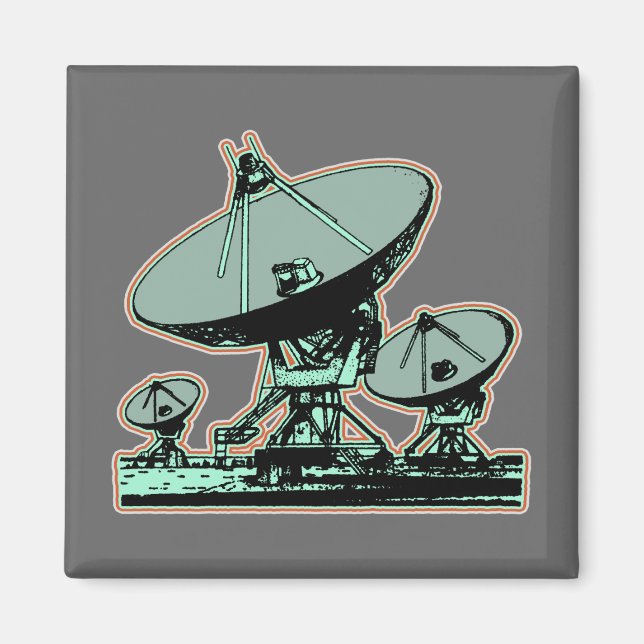 Retro Satellite Dish Graphic Magnet (Vorne)