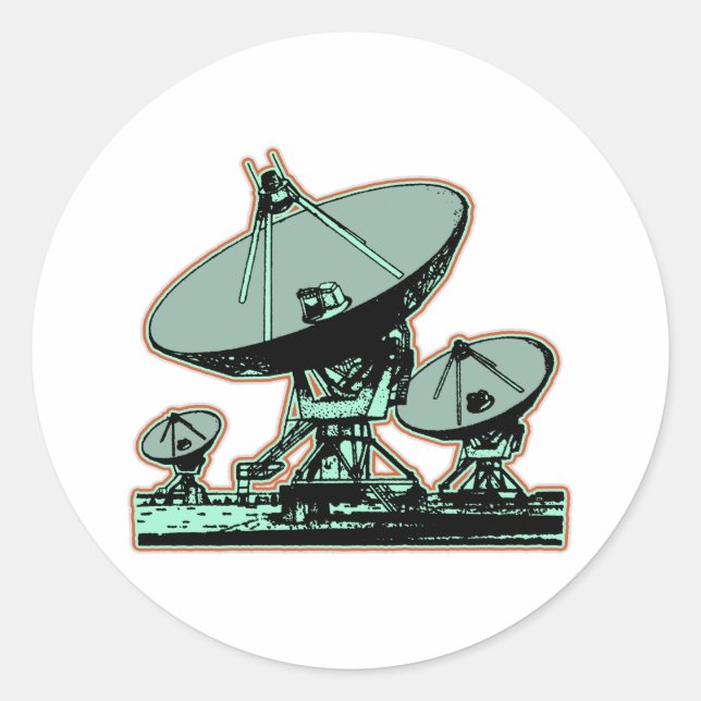 Retro Satellite Dish Graphic Runder Aufkleber (Vorderseite)