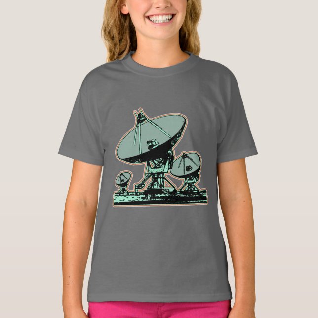 Retro Satellitenschüssel-Grafik T-Shirt (Vorderseite)