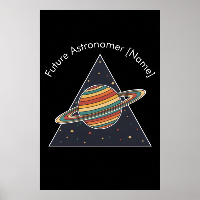 Retro-Saturn-Kunst mit individuellem Namen für den Poster (Vorne)