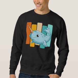 Retro-Säugetier-Meereskreatur-Wal-Ozean-Tier-Narwa Sweatshirt
