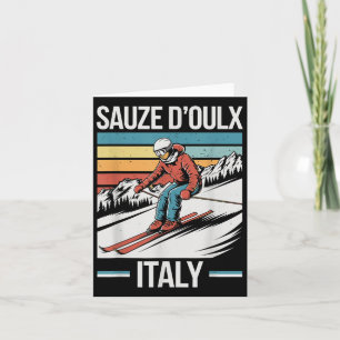 Retro Sauze Doulx Italien Ski Resort, Alpinski Karte