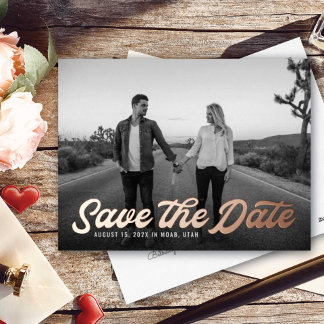 Retro Save the Date Foil Einladung Postkarte