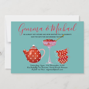 Retro Save The Date Hochzeitstee-Party 1950 Vintag Magneteinladung