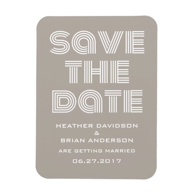 Retro Save the Date Magnet, Beige Magnet (Vertikal)