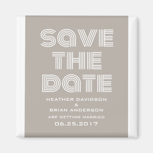Retro Save the Date Magnet, Beige Magnet (Vorne)