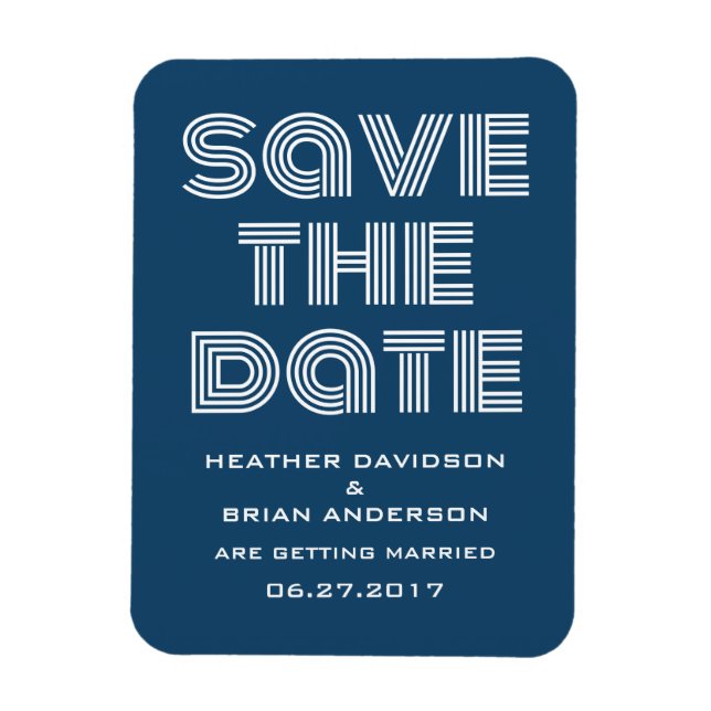 Retro Save the Date Magnet, blau Magnet (Vertikal)