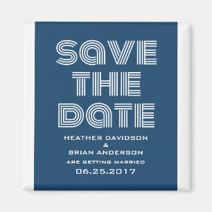 Retro Save the Date Magnet, blau Magnet