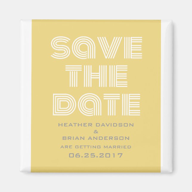Retro Save the Date Magnet, Gelb Magnet (Vorne)