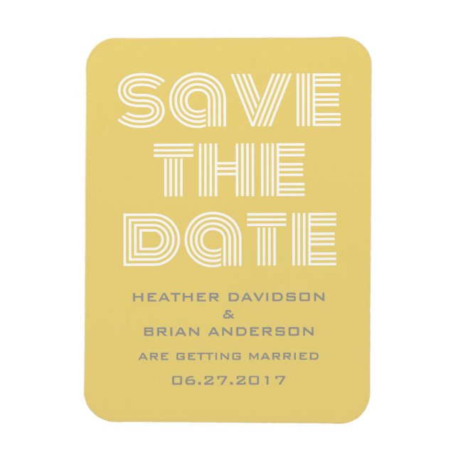 Retro Save the Date Magnet, Gelb Magnet (Vertikal)
