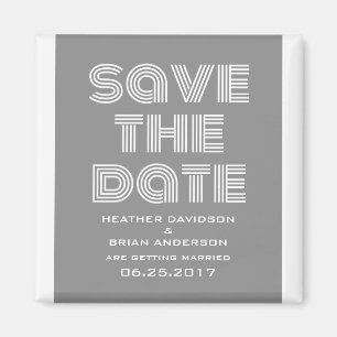 Retro Save the Date Magnet, grau Magnet