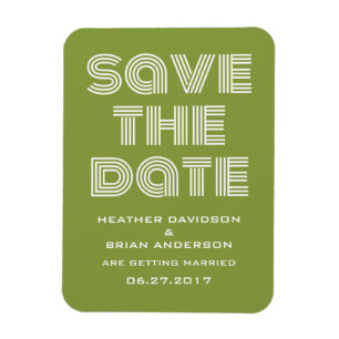 Retro Save the Date Magnet, Olive Green Magnet