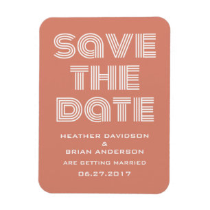 Retro Save the Date Magnet, Orange Magnet