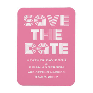 Retro Save the Date Magnet, Pink Magnet