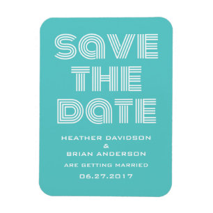 Retro Save the Date Magnet, Türkis Magnet