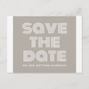 Retro Save the Date Postkarte, Beige Ankündigungspostkarte